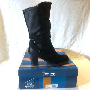 BareTraps Black Zandrea Leather Heeled Boot Sz 7.5